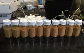 Bottles containing soil samples.